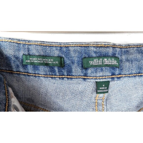 90s distressed/destroyed blue high rise mom jeans - Picture 6 of 6